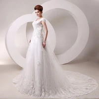 ivory lace beading long train fashion appliques bridal gown vestido de novia 2018 fashion in stock mother of the bride dresses