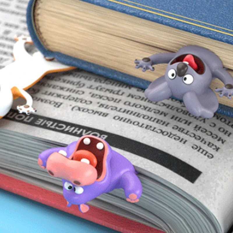 

3D Stereo Cartoon Animal Bookmarks Cute Koala Hippo PVC Creative Book Markers Office School Stationery for Children Gift