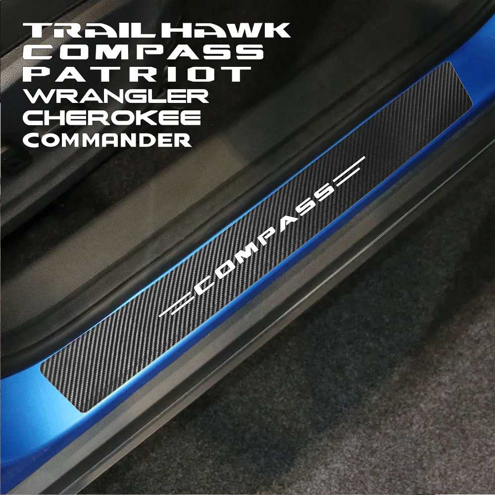 4 шт. наклейки на пороги автомобиля из углеродной кожи для JEEP Cherokee Commander Compass Liberty
