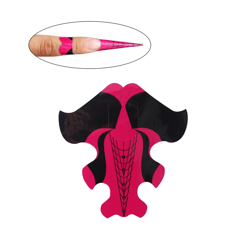 Finger Angel 100/500Pcs Red Goldfish French Nail Form Tips Acrylic UV Gel Extension Builder Sticker Art Guide Mold | Красота и