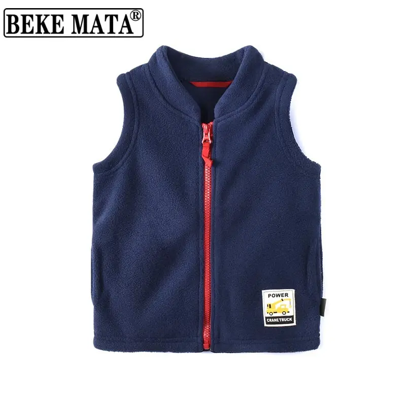 BEKE MATA Children's Vests Boys 2022 Spring Fleece Toddler Boy Vest Sleeveless Jacket For Kids Zipper Little Child Top Clothing