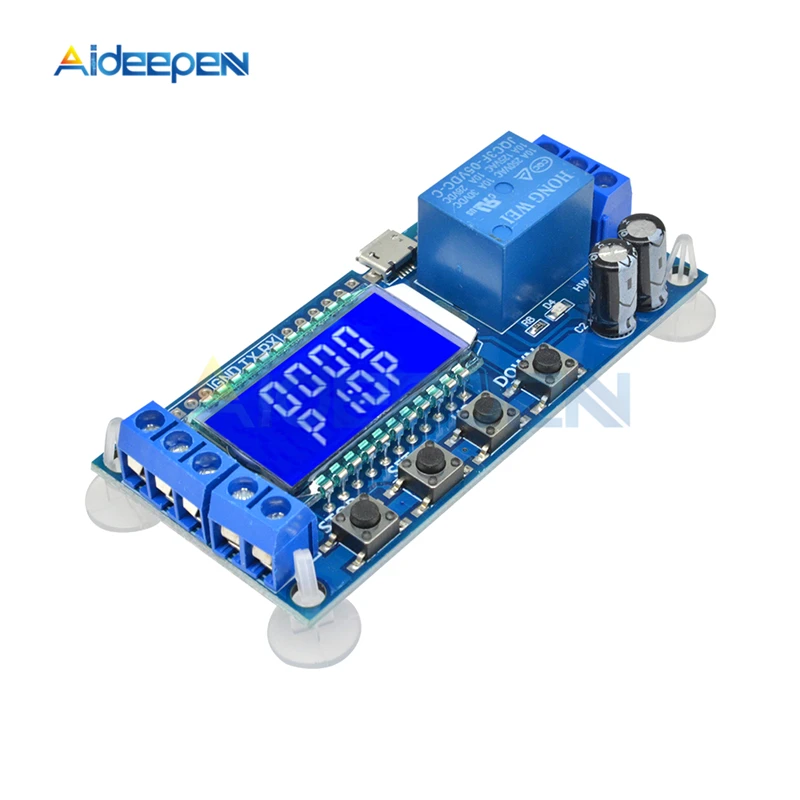 С источником питания от постоянного тока, 6 V-30 V микро USB цифровой ЖК-дисплей Дисплей реле задержки времени модуль Многофункциональный Управление таймер цикл запуска зарядная Модульная плата