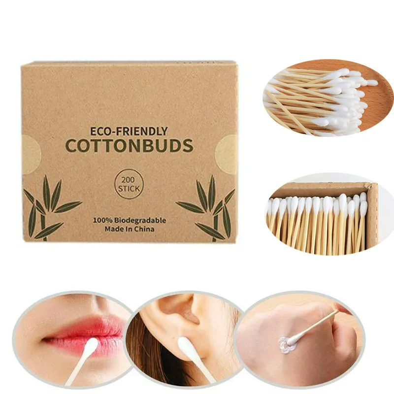 1000 шт = 5 упаковок ватные тампоны с двойной головкой бамбуковые палочки