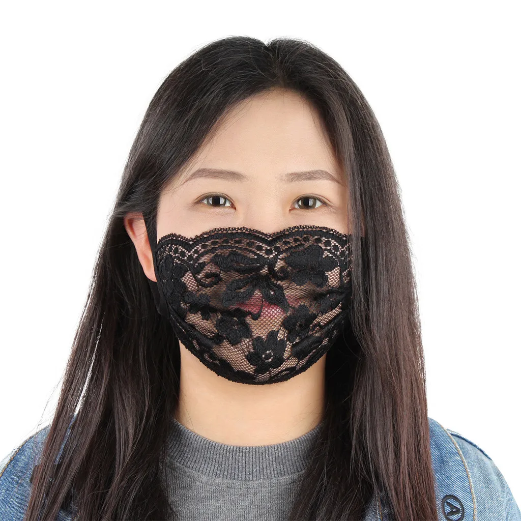 Женская кружевная маска дышащая безопасная эластичная для защиты многоразовая