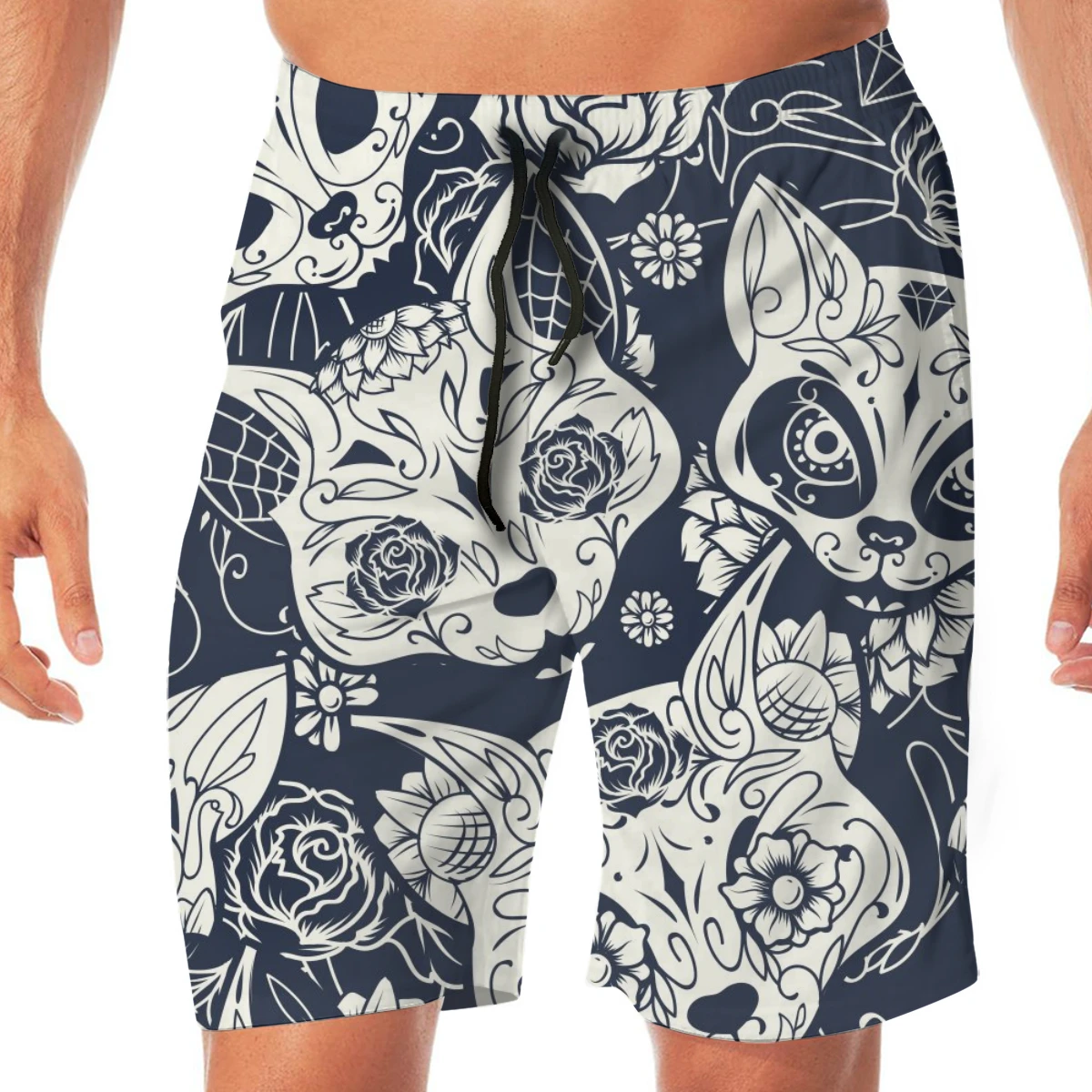 

Day Of The Dead Sugar Cat Skull Floral Swimming Shorts For Men Swimwear Man Swimsuit Swim Trunks Summer Bathing Beach Wear