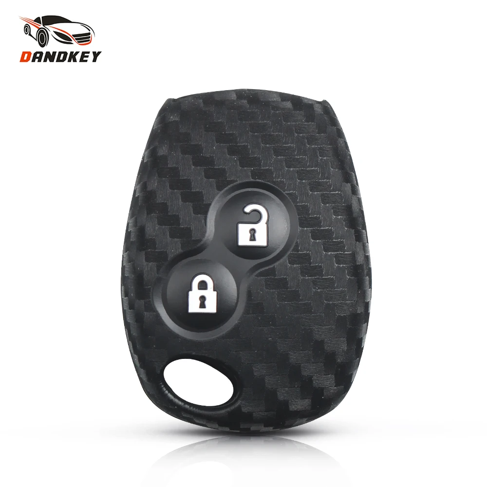 Dandkey 2 кнопки из углеродного волокна силиконовый чехол для ключей от машины