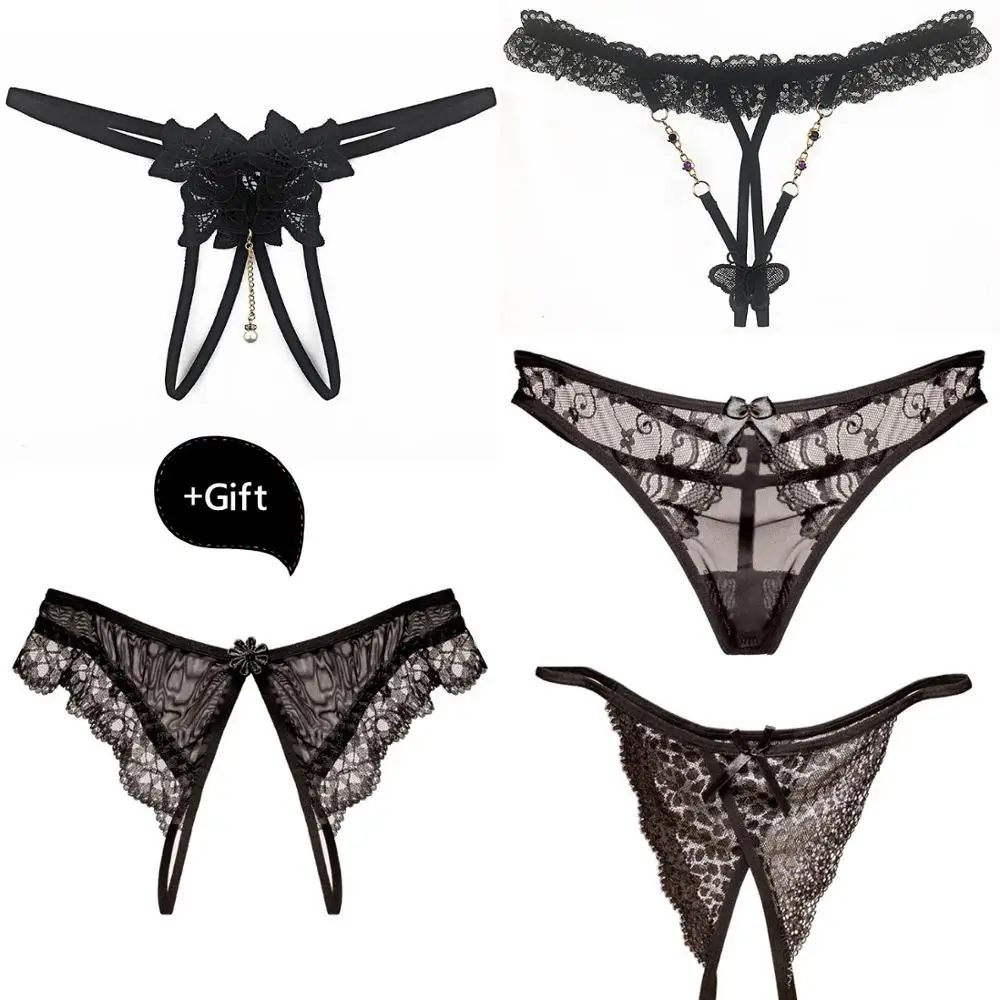 

Lady Sexy Lace G-string Thongs Panties Black Erotic Open Pant Soft Underwear Sexy Panties For women Couple Panties Valenties day