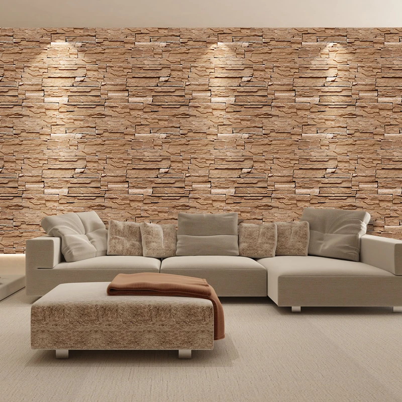 

SA-1031 Home Decor 3D PVC Wood Grain Wall Stickers Paper Brick Stone Rustic Effect Self-adhesive Home Decor Sticker Room