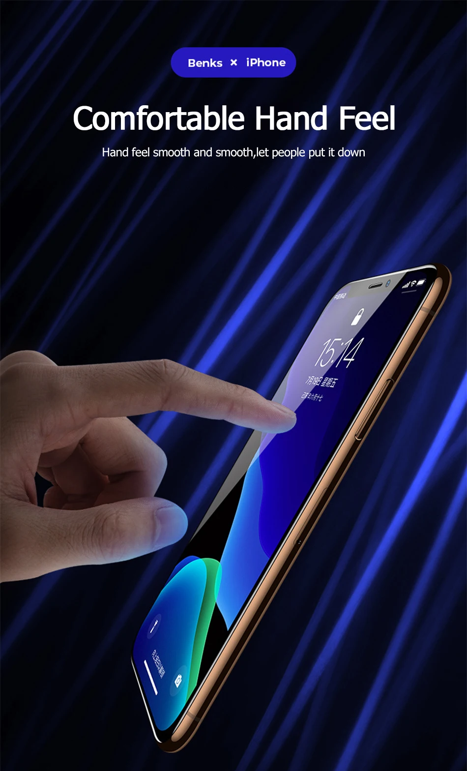 Benks OKR пленка из закаленного стекла 0,3 мм для iPhone 11 Pro Max, Защитная пленка для экрана против синего цвета AGC 9 H, Защитная пленка для передней панели без пузырьков