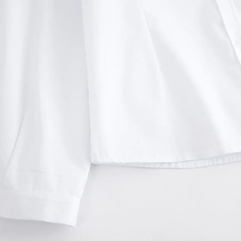 Женская офисная блузка с длинным рукавом однотонная белая рубашка большого