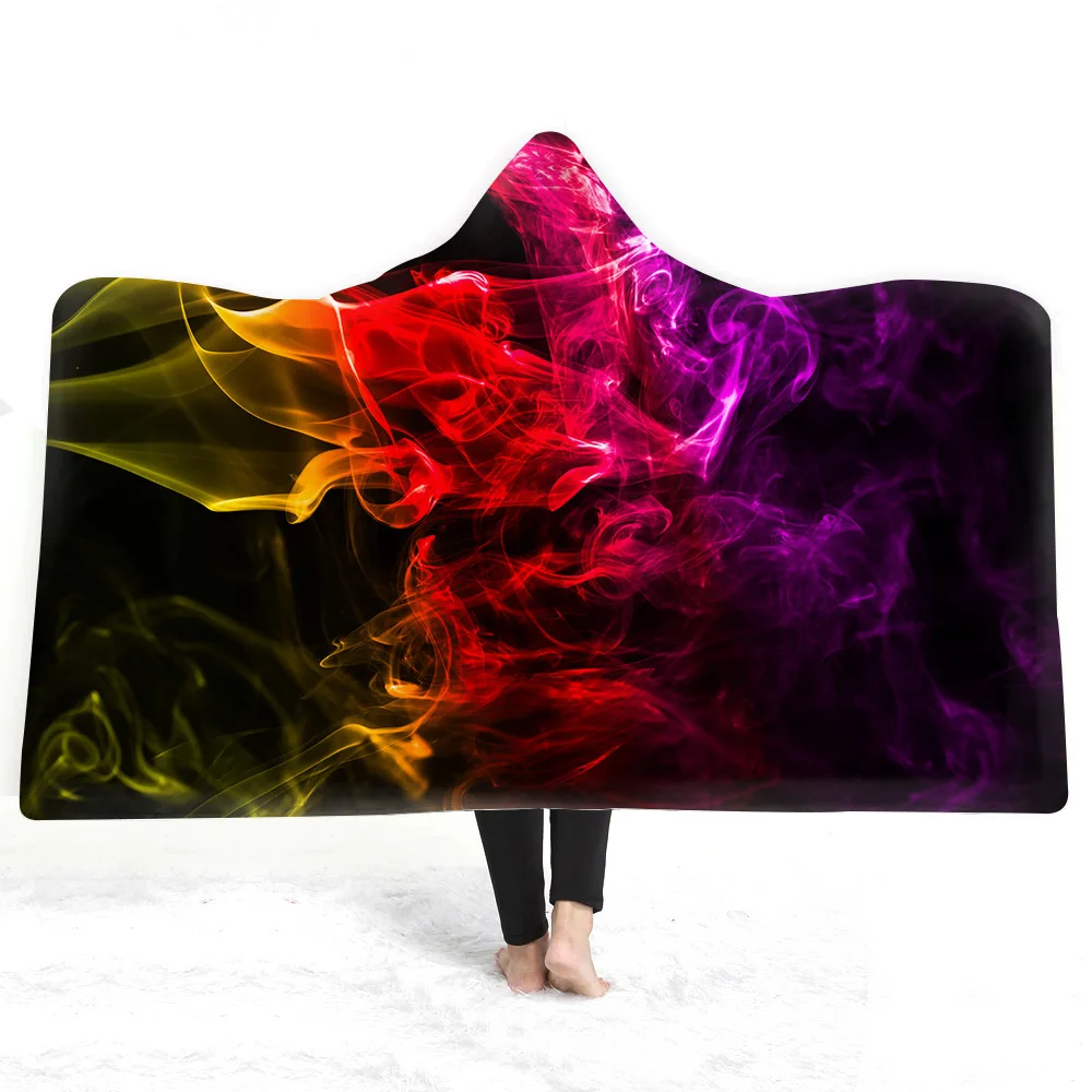 

Модное зимнее одеяло с капюшоном в европейском и американском стиле, утолщенное Двухслойное плюшевое одеяло с цифровой печатью, на заказ