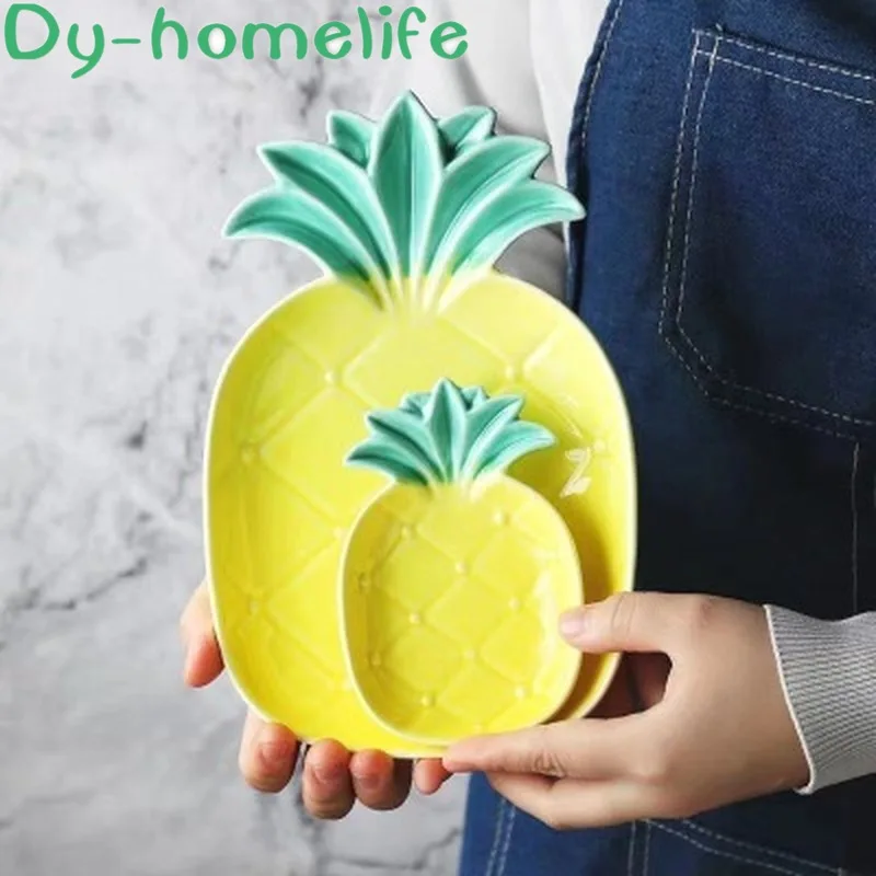 Набор керамических тарелок в форме ананаса скандинавском стиле товары для дома