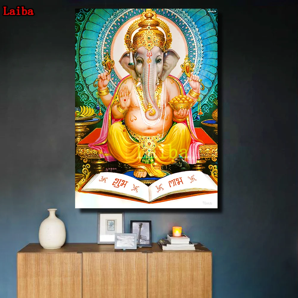 

Алмазная живопись 5d, религиозный слон, Бог Ганеша, алмазная вышивка «сделай сам», квадратная Алмазная мозаика, вышивка крестом, декор для Ст...