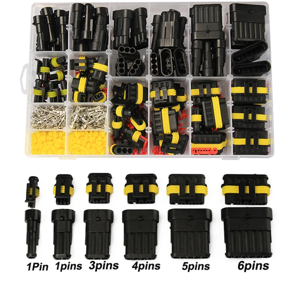 

708PCS 1-6Pins HID Waterproof Connectors 43 Sets Car Marine Seal Electrical Wire Connector Plug Truck Harness 300V 12A