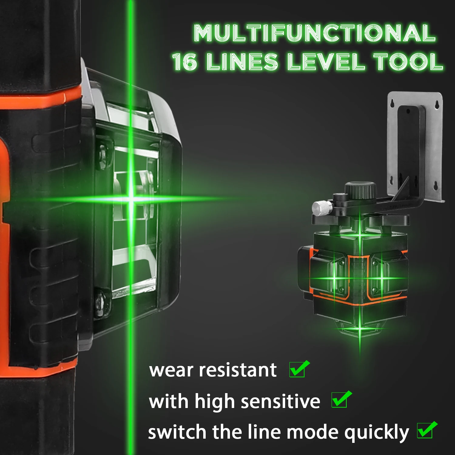 

KKmoon Multifunctional Laser Level Level 360 Instrument 16 Lines Level Tool Vertical Horizontal Line with Self-leveling Function