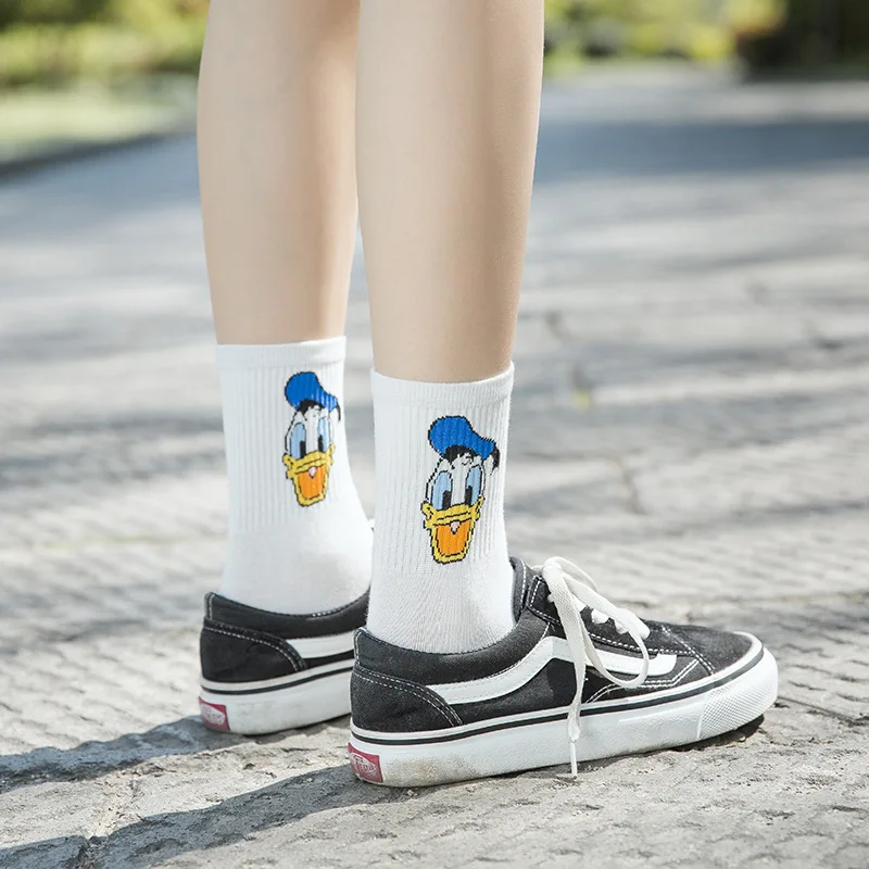 Женские носки Disney новинка осень зима милые Мультяшные из хлопка в полоску с