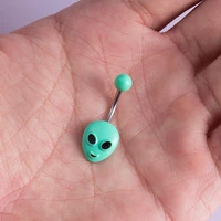 1pc alien belly piercing belly button rings bar stainless steel navel ring barbell nombril ombligo woman cute body jewelry 14g