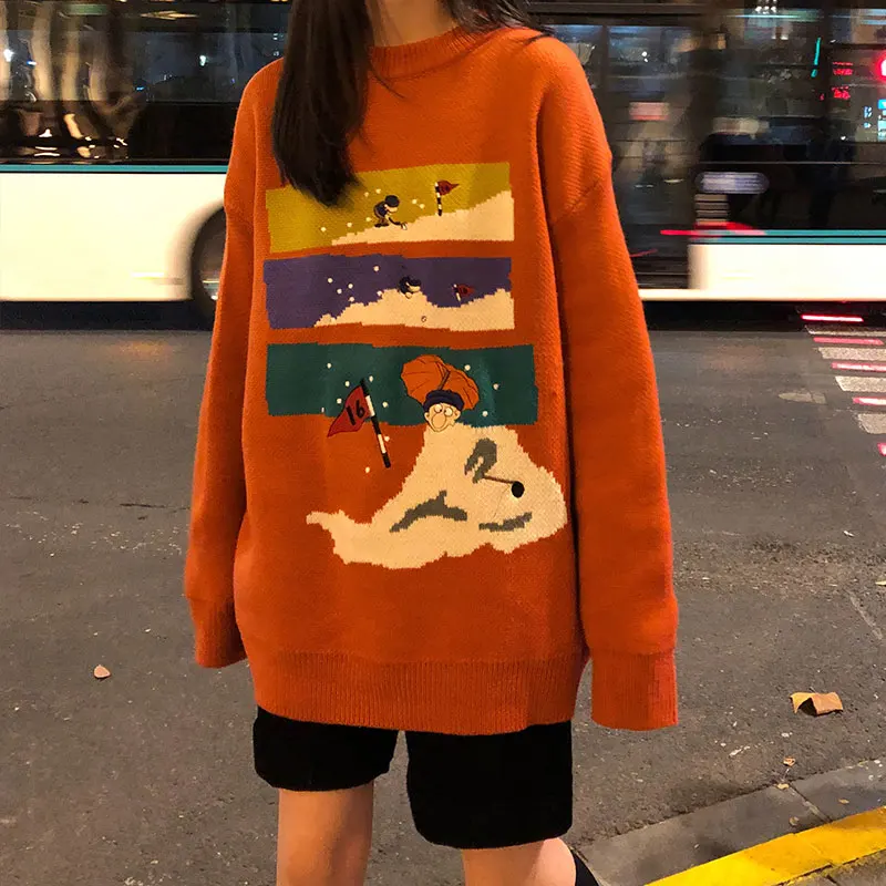 3 colors 2019 autumn and winter cartoon christimas knitted warm sweaters womens pullovers (X1213) | Женская одежда