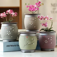 creative frosted sand glaze ceramics flower pot retro succulent planter bonsai pot crafts ornaments home decoration fairy garden