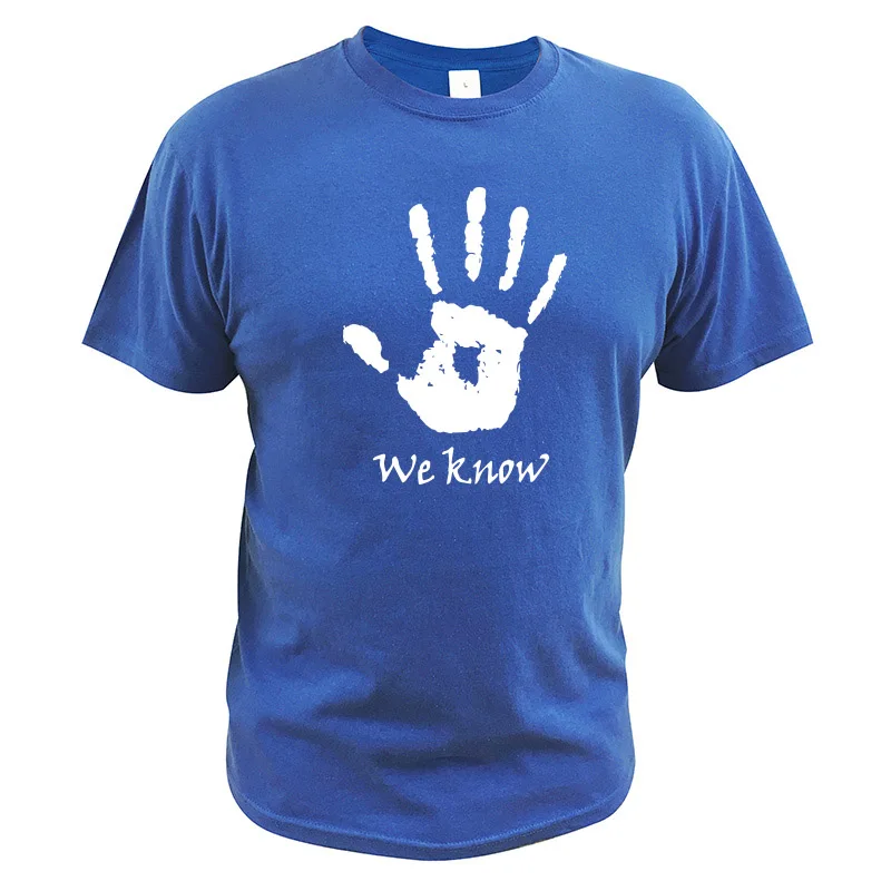 Мы знаем что футболка Skyrim темное братство руки с коротким рукавом О образным