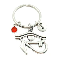 eye of the devil initial letter monogram birthstone keychains keyrings creative fashion jewelry women gifts accessories pendants