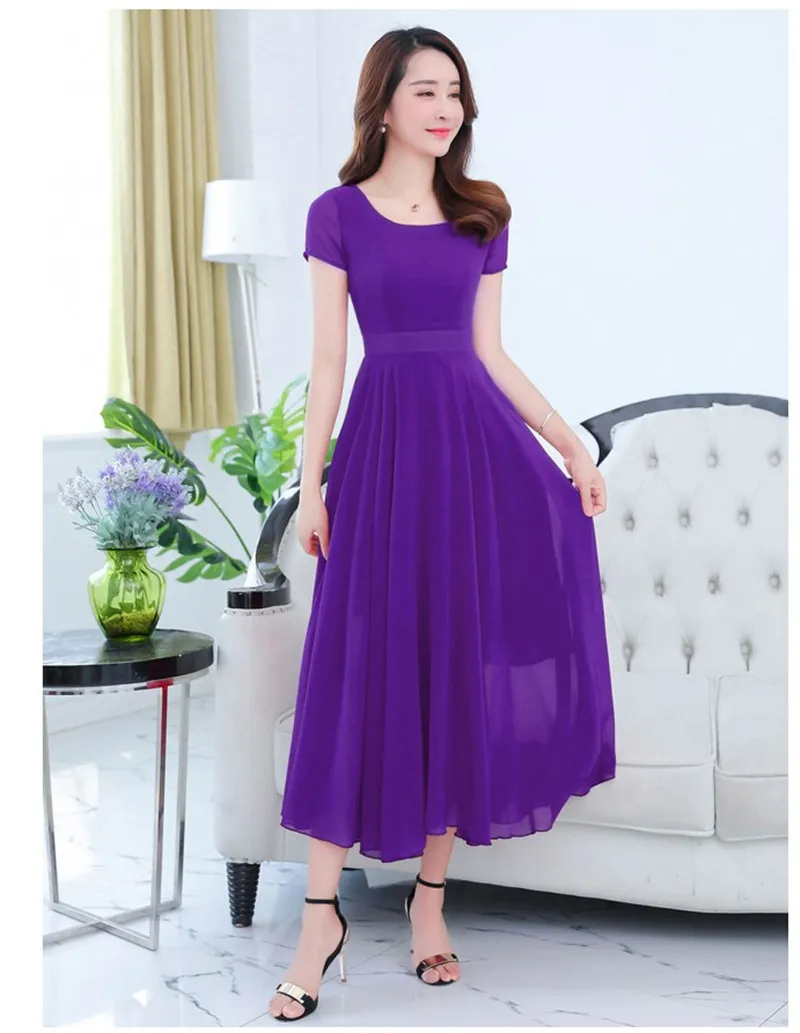 Женское модное длинное шифоновое платье повседневное летнее праздничное