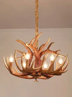 retro resin antler pendant chandelier for living room 4 6 9 arms hanging lamp brown white e14 deer horn lights house decoration