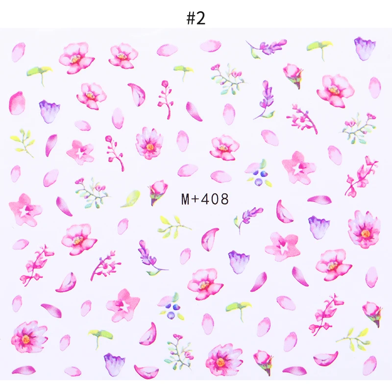 1 лист красочные наклейки для ногтей серии цветов смешанный узор бумага
