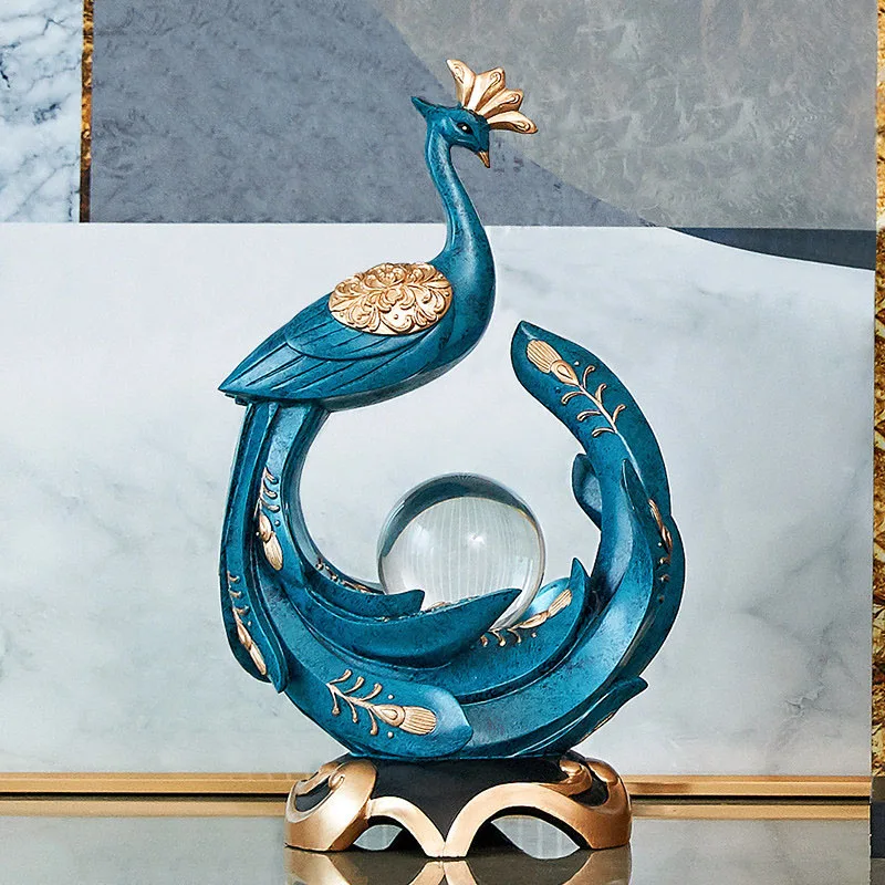 Европейский хрустальный шар павлин смола скульптура украшения декор FENGSHUI мебель