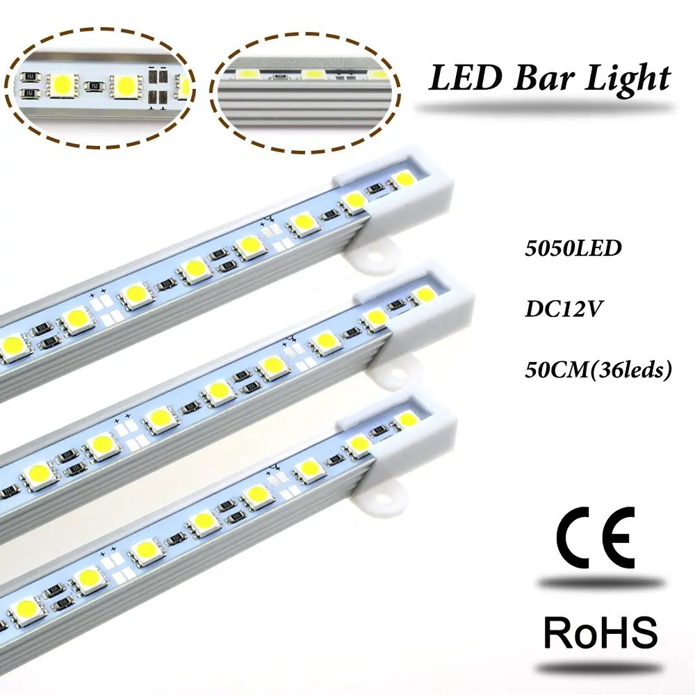 

DHL free shipping 50pcs/lot 5050 LED Bar Light White 4500k 36LED/0.5M SMD Cabinet LED Strip DC 12V Showcase LED Hard Strip