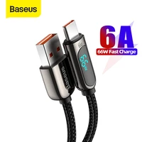 baseus 66w usb cable 6a fast charging charger wire cord for huawei p40 led data usb c phone cable for xiaomi mi 10 samsung s2