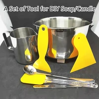 a set of soap making tools diy candle kits soy wax melts material pot 350ml cupmug mixing spoon tweezers 18cm wax melting pot