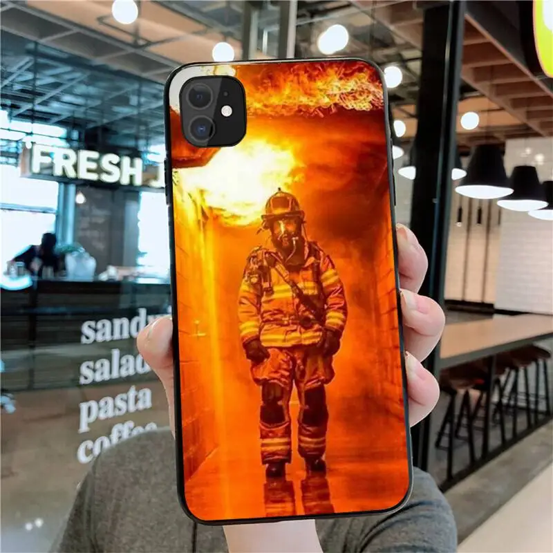 HUAGETOP Firefighter Heroes Fireman Black Cell Phone Case for iPhone 11 pro XS MAX 8 7 6 6S Plus X 5S SE 2020 XR case | Мобильные