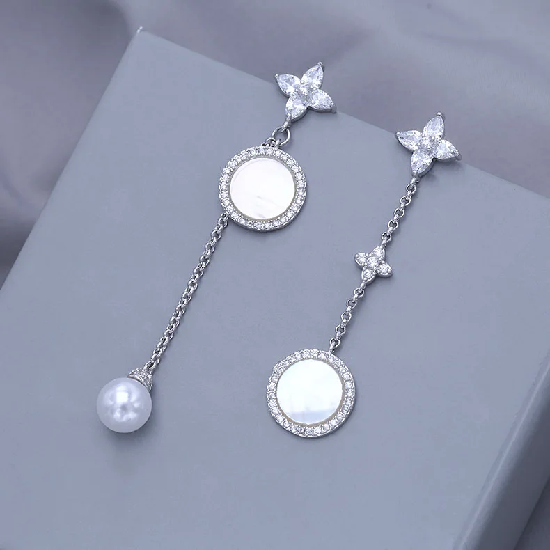 Серьги SWOUR женские новая мода S925 серебро иглы диоксид циркония четыре листа