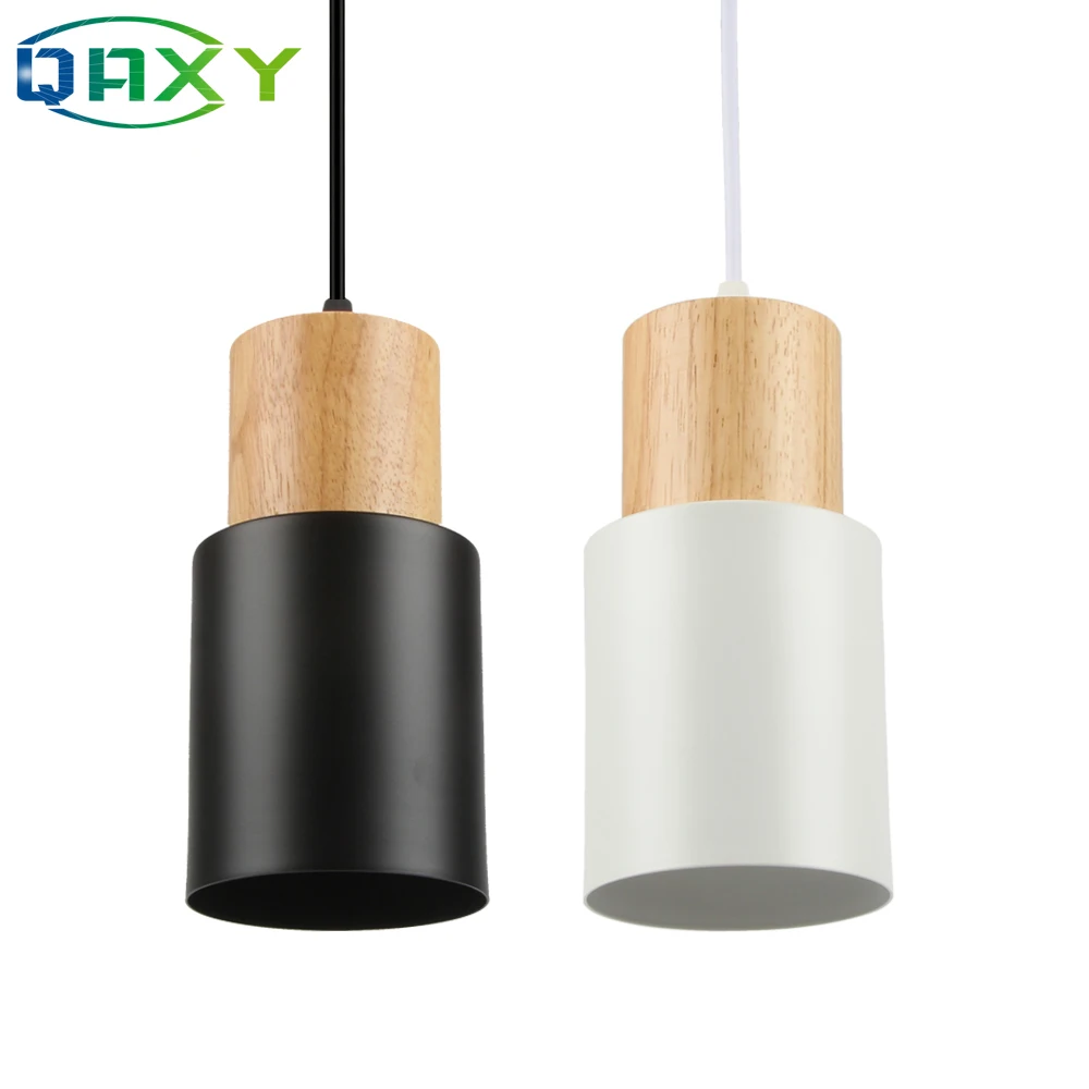 

Креативные деревянные подвесные светильники E27, черный/белый светодиод, металлическая Подвесная лампа для кухни, бара, отеля, спальни, подве...