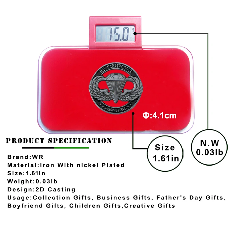 WR США парашютный солдат испытание монета Декор для дома Соединенные Штаты