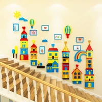 color castle pattern 3d stereo acrylic wall sticker kindergarten childrens room amusement park cartoon decorative wall stickers