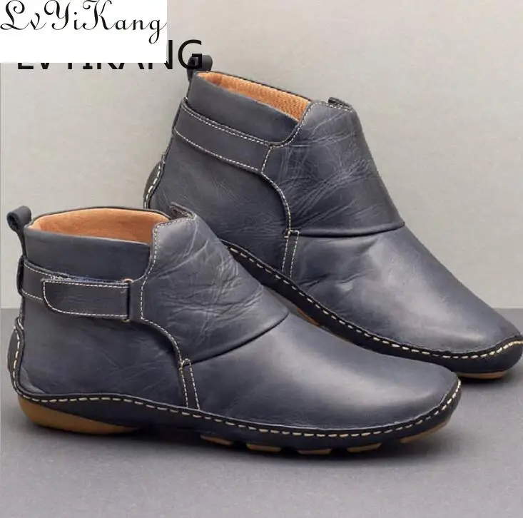 Женские ботинки из искусственной кожи осенние ботильоны повседневные женские на
