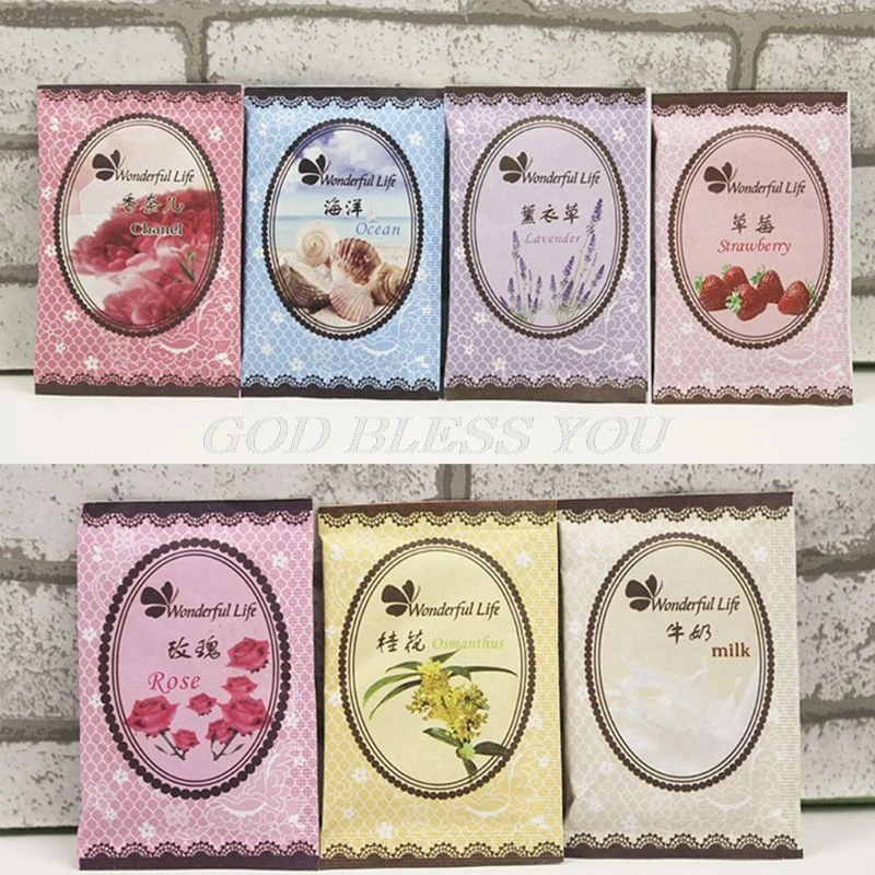 

10PCS 6X9cm Home Fragrance Sachet Bag Natural Grain Scented Wardrobe Deodorant Air Freshener Colorful Printed Package 12 Flavors