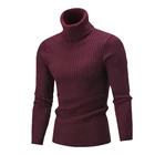 Мужская трикотажная водолазка, однотонный жаккардовый свитер с длинным рукавом, облегающий пуловер для спорта, одежда для нового года, зима 2021