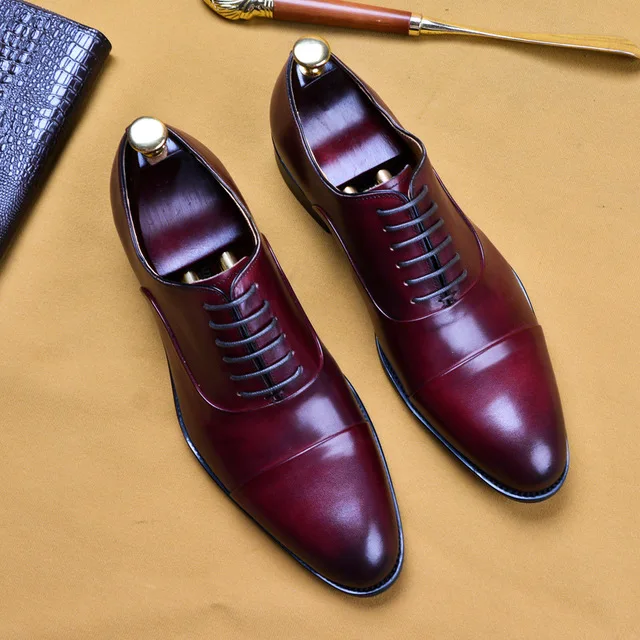 

Autumn Men leather shoes business dress suit shoes men brand Bullock genuine leather black laces wedding mens shoes