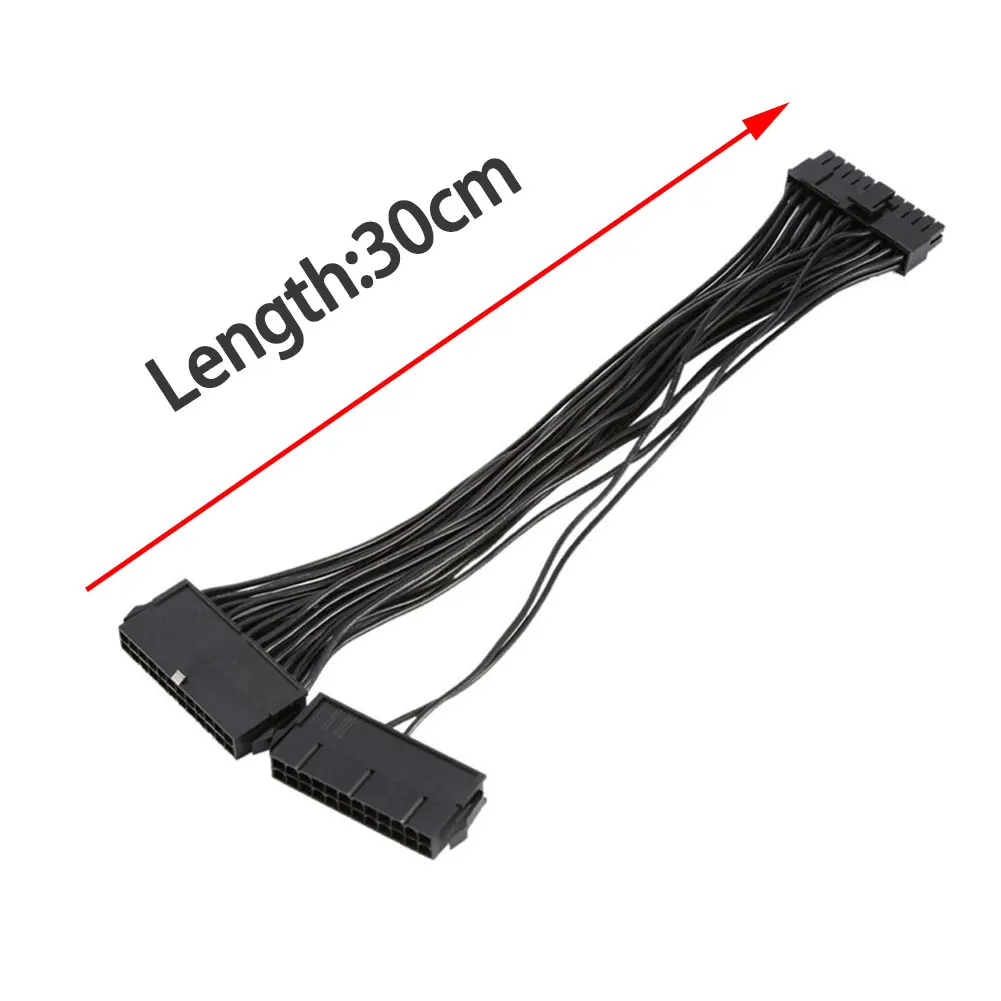 30CM Dual PSU Power Supply 24 pin ATX Motherboard Mainboard Adapter Connector Cable |