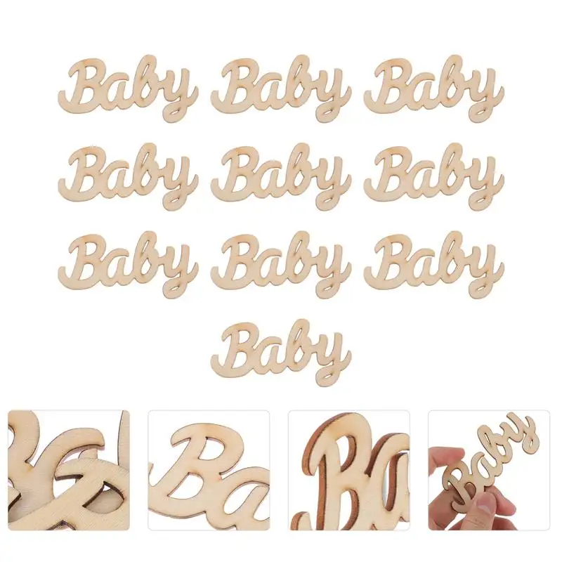

10pcs Decorative Wooden Baby Word Sign Freestanding Rustic Wood Letters
