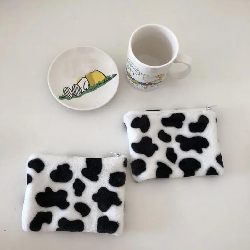 1 шт. милые корейские плюшевые Кошельки для монет с коровьим узором Женский мини