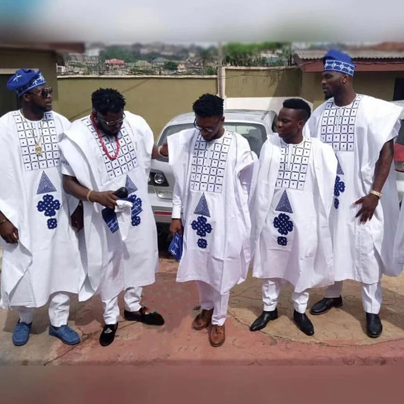 H& D agbada Мужская африканская одежда с длинными рукавами, топы и штаны, костюм с вышивкой Дашики, комплект из 3 предметов, традиционный наряд в африканском стиле