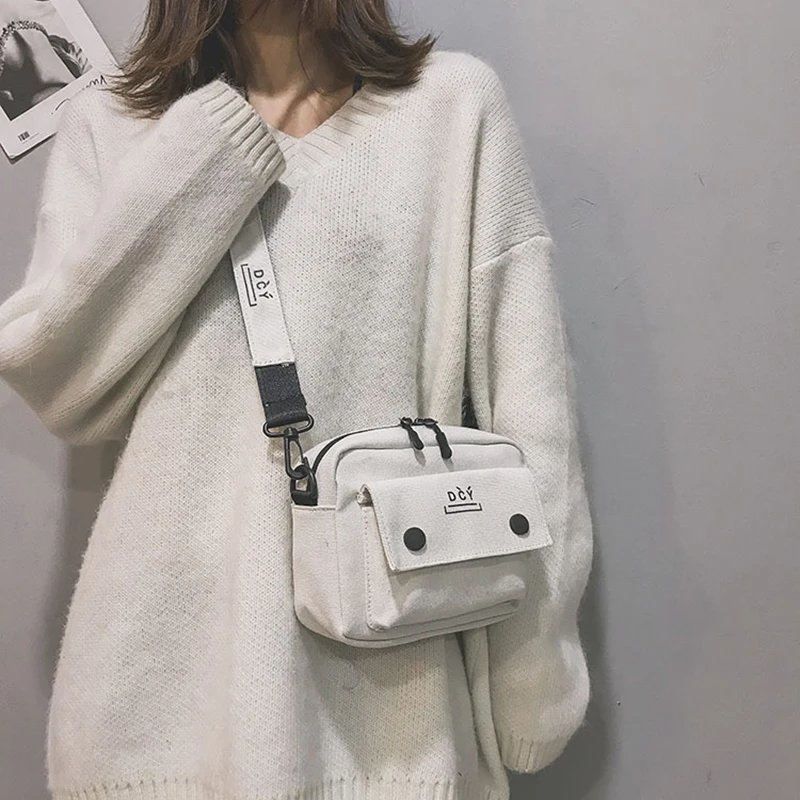 

Women Crossbody Messenger Bag Letter Prints Canvas Small Bags for Phone Key Cosmetic 2021 New Casual Girls Teenager Shoulder Bag