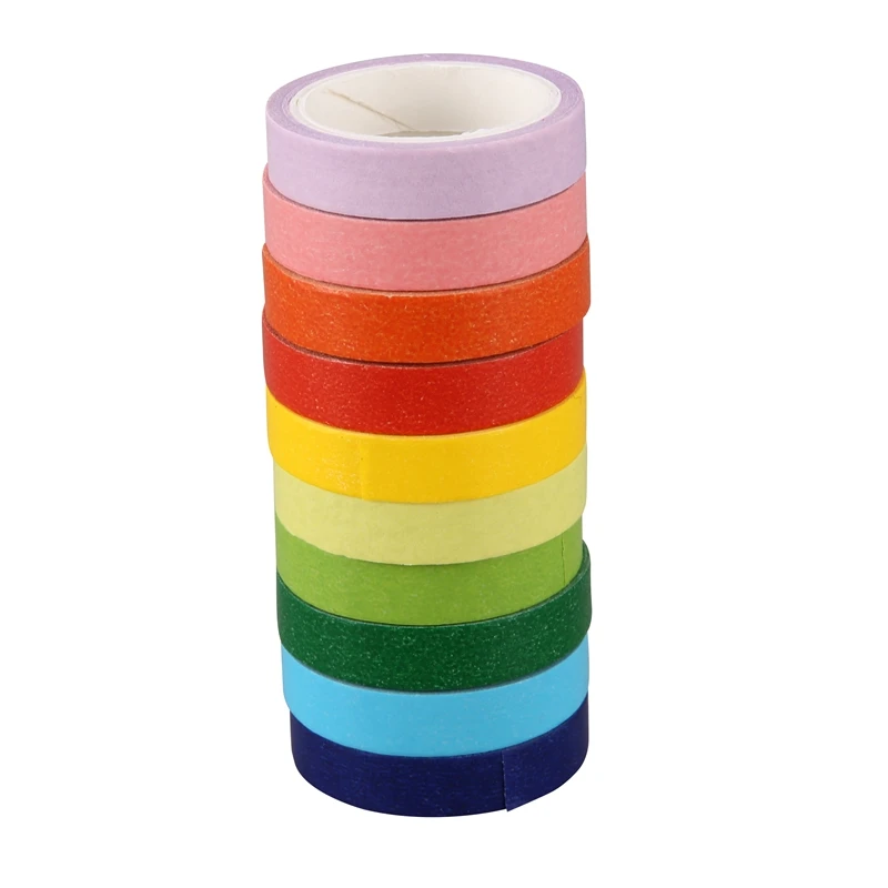 

Decorative Washi Tape DIY Rainbow Sticker Masking Paper Set 10 Rolls