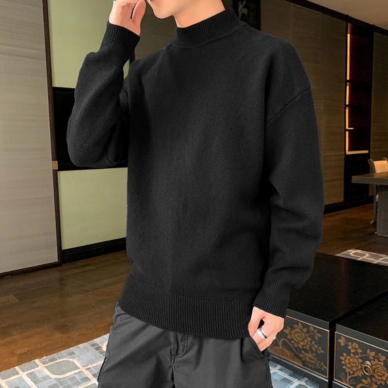 

2021 Personalized men sweater regular long sleeve round neck customize advertising sweater A890 colorful cotton khaki blue