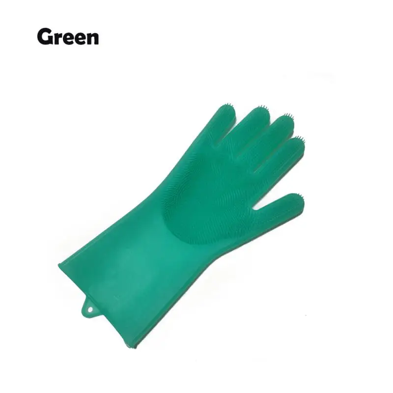 right green Перчатки кухонные силиконовые чистящие перчатки волшебные силиконовые перчатки для мытья посуды щетка для домашнего хозяйства резиновый инструмент для чистки кухни 1 шт - Цвет: right green