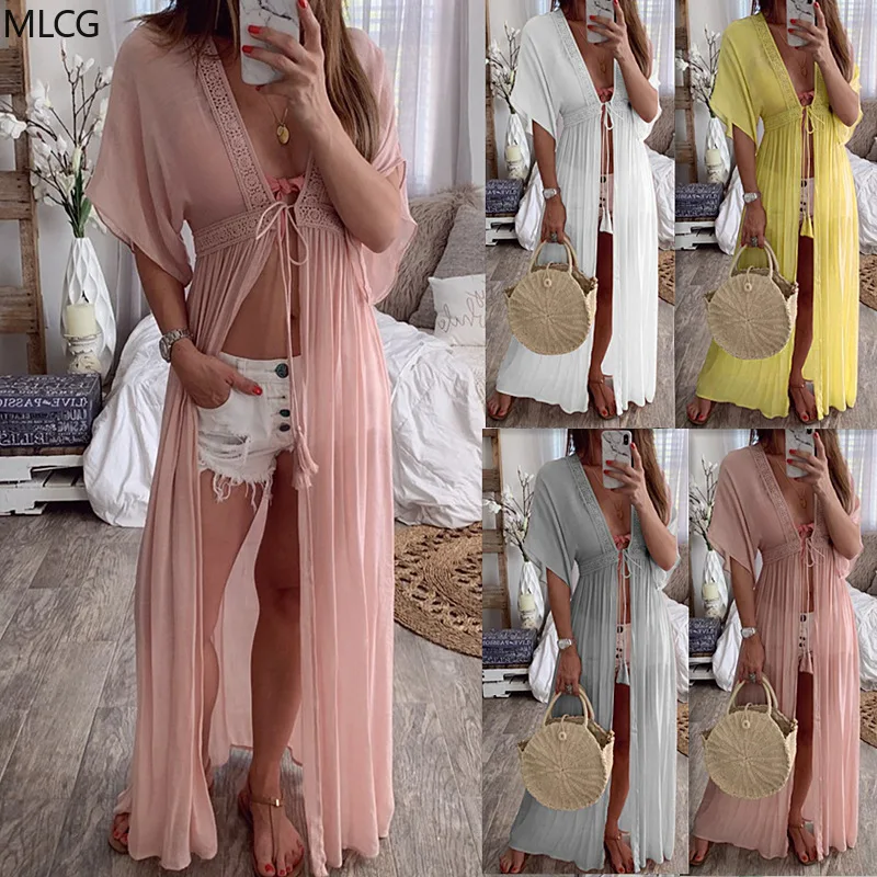 2020 летний кружевной кардиган одноцветное праздничное платье сексуальное для